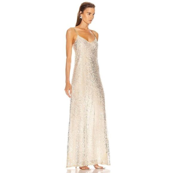 GALVAN sequin Estrella Slip Dress pearl white US6(FR38) - Picture 2 of 14
